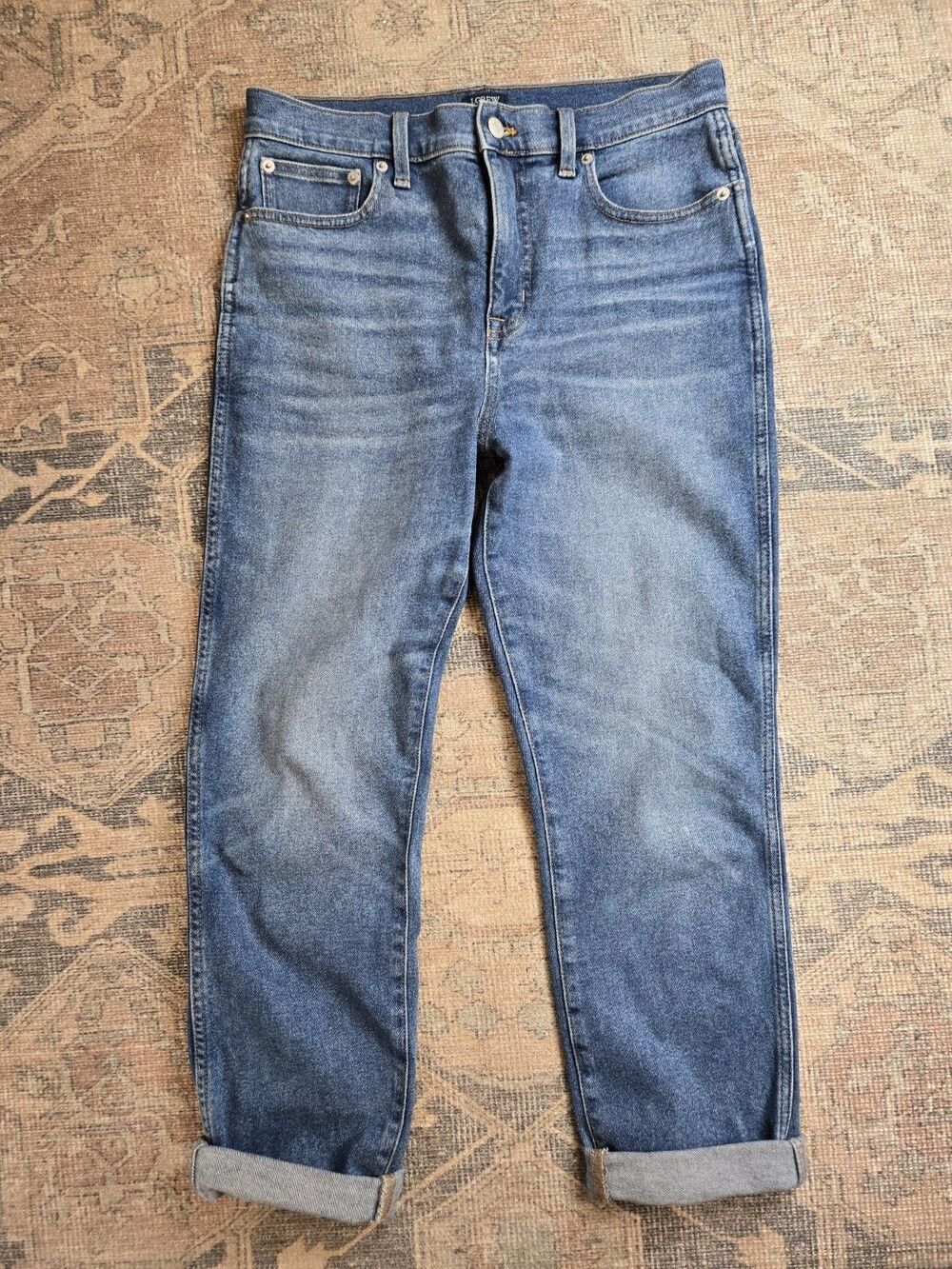 J.Crew Classic Straight Jeans Women 28 Blue Medium Wash High Rise Cropped Denim
